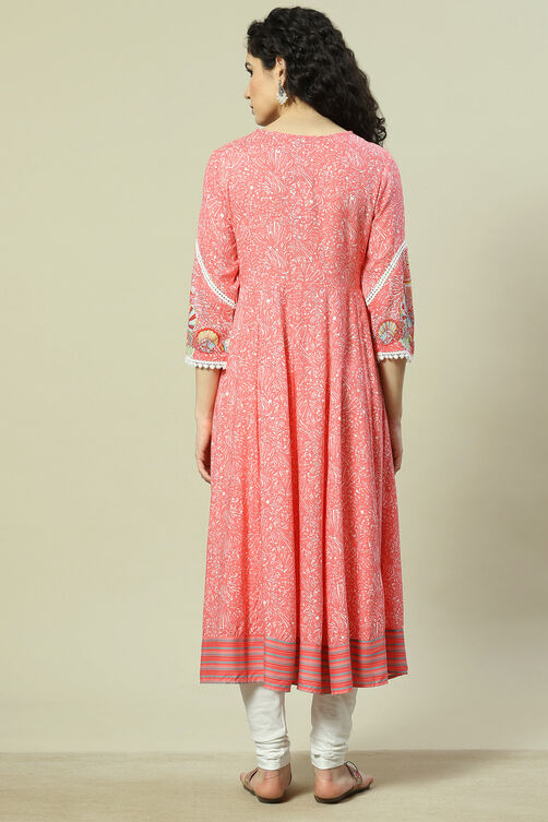 Coral Viscose Straight Kurta image number 4